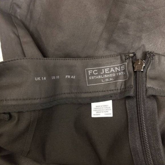 FC Jeans Pencil Skirt Black Back Slit Zipper Slash - Picture 8 of 8